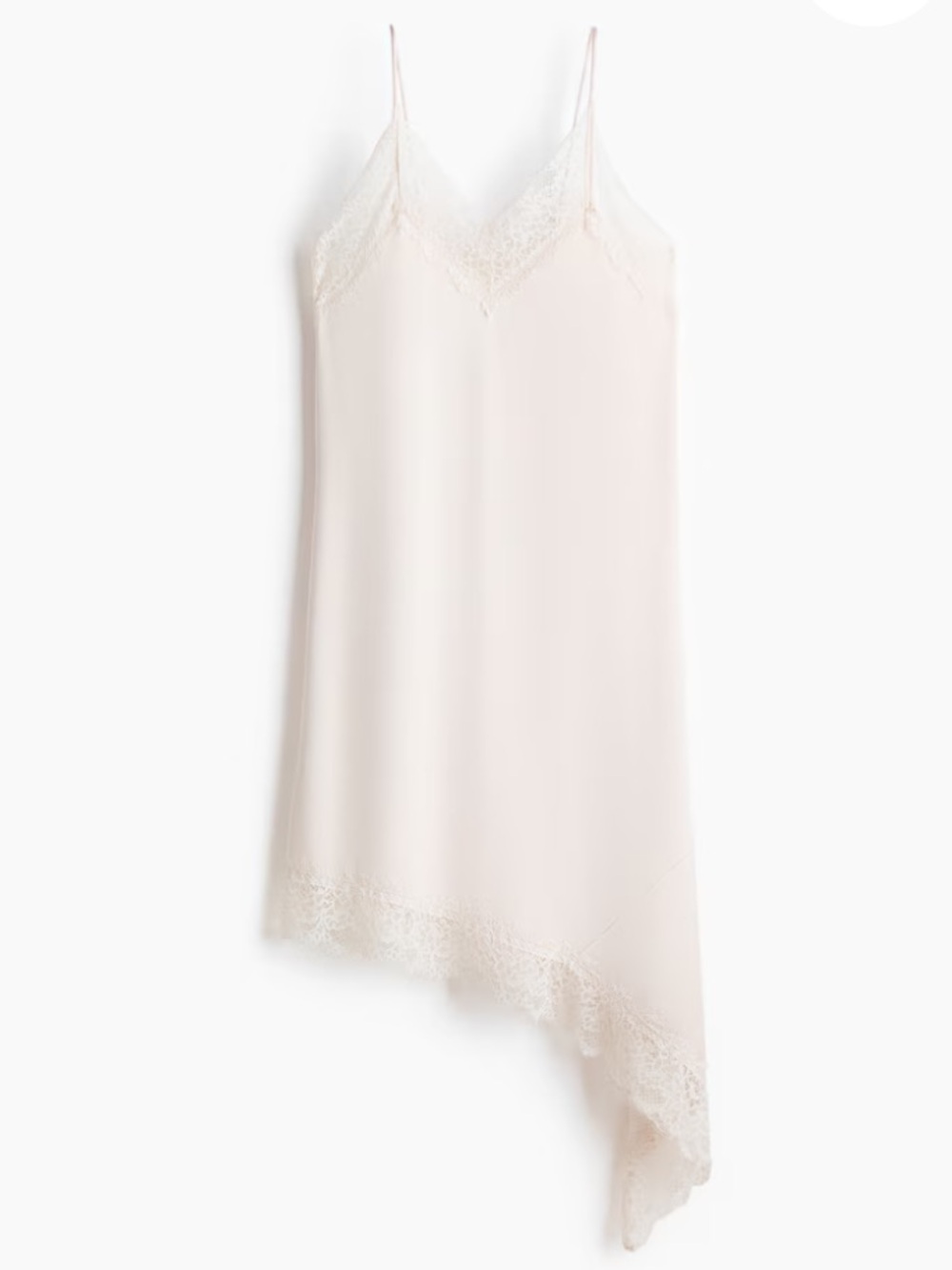 H&M Lace-Trim Slip Midi Dress in Light Beige - Picture 3 of 5